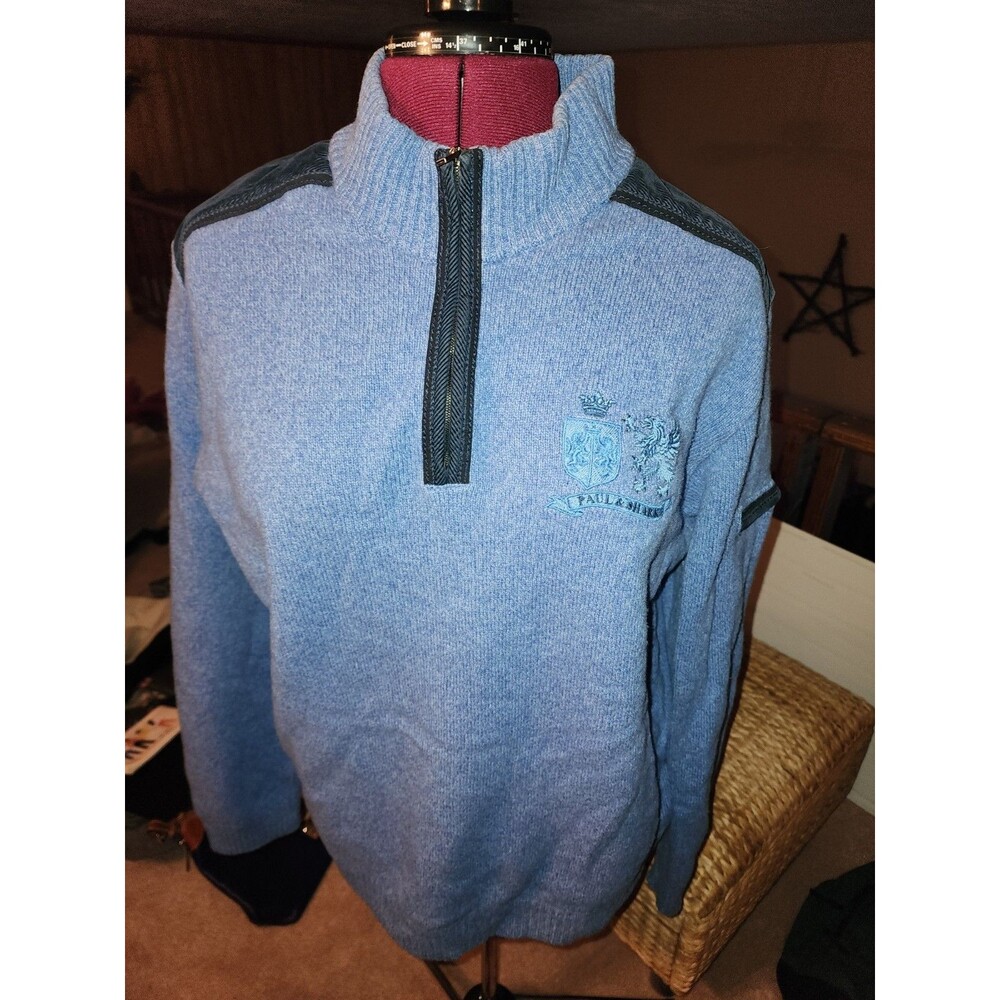 Paul & Shark Men’s Sweater 1/4 Zip Wool Black Size XL Made In Italy *was damaged